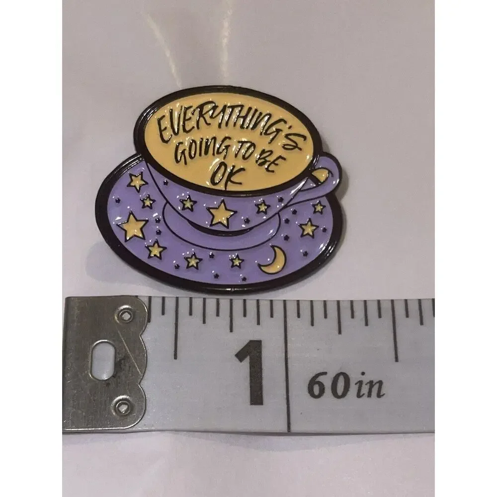 Everything Is Going To Be Ok Coffee Stars Cup Latte Pin Brooch